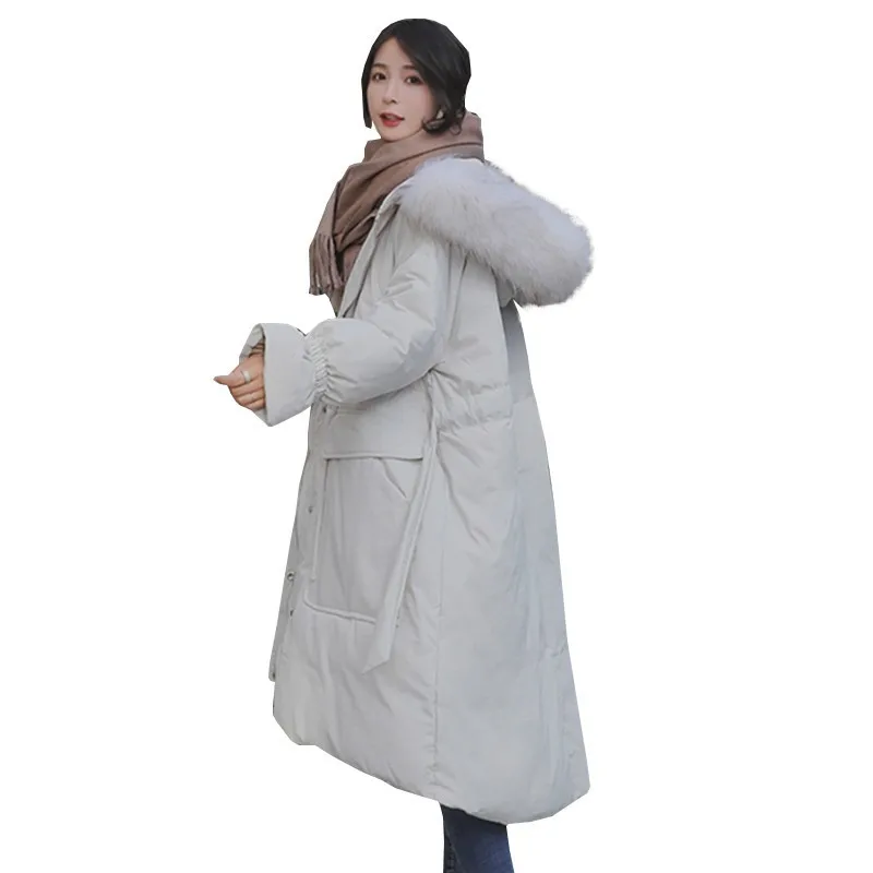 

Fashion Thicken Long Plus Size Loose Down Cotton Parka Winter Jacket Women Large Fur Collar Hoodie Female Padded overcoat ls97