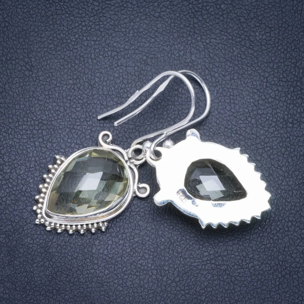 Natural Green Amethyst Handmade Unique 925 Sterling Silver Earrings 1.5&quot A0865 | Украшения и аксессуары