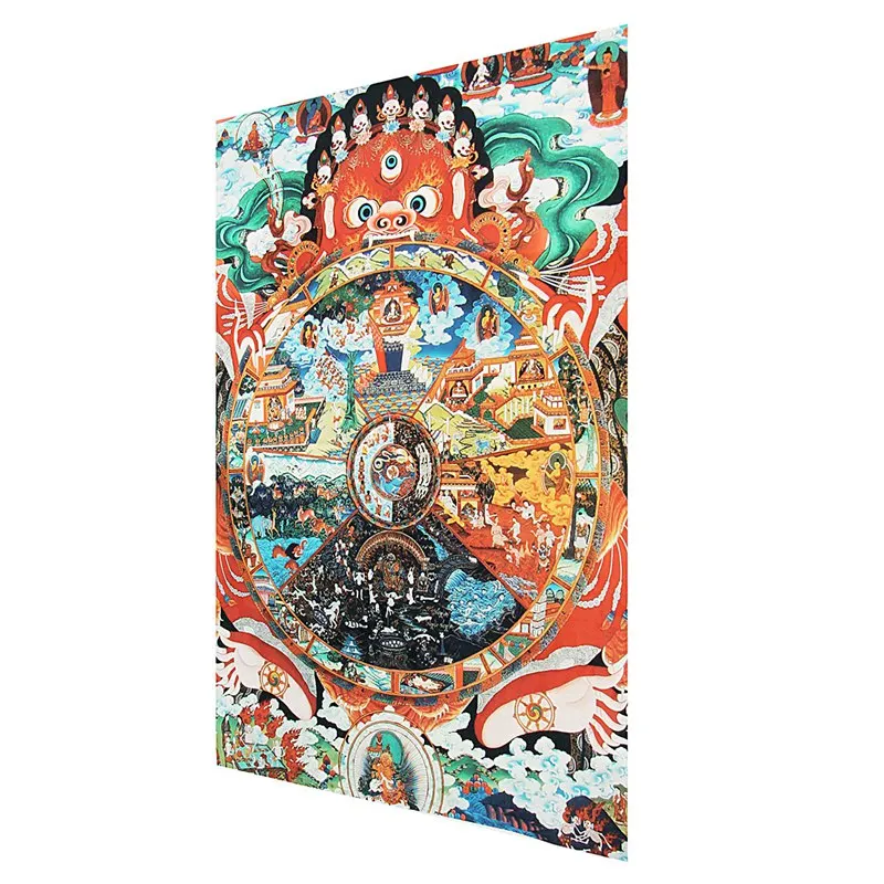 17 3 ''x 25 1'' шелковая печать Thangka Scroll Samsara Bhavachakra Wheel Of Life|Рисование и
