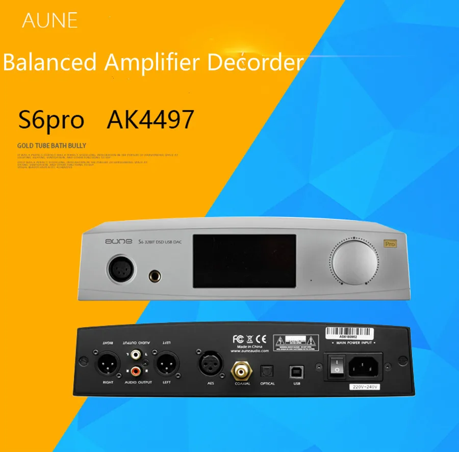 Aune S6 Pro 32 бит/768 K DSD512 сбалансированный выход HIFI аудиофиловый ЦАП/усилитель для наушников