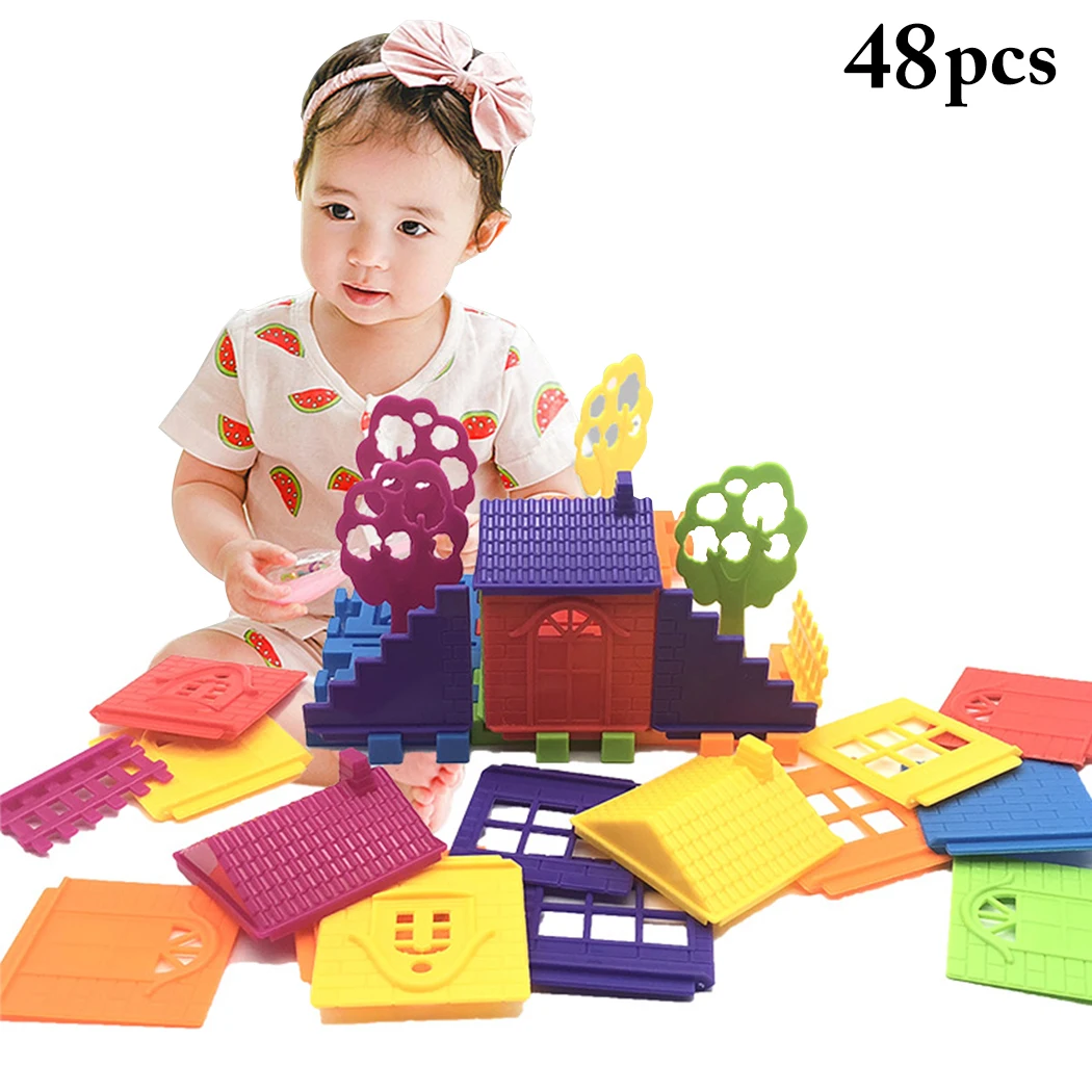

2019 New 48PCS Building Block Plastic Multi-purpose House Building Brick Educational Toys Kids Children Birthday DIY Gifts