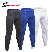 Queshark Для мужчин сжатия спортивные женские леггинсы для тренировки для спортзала для игры в баскетбол Пеший Туризм базы Слои Брюки с карманами тренировочные брюки