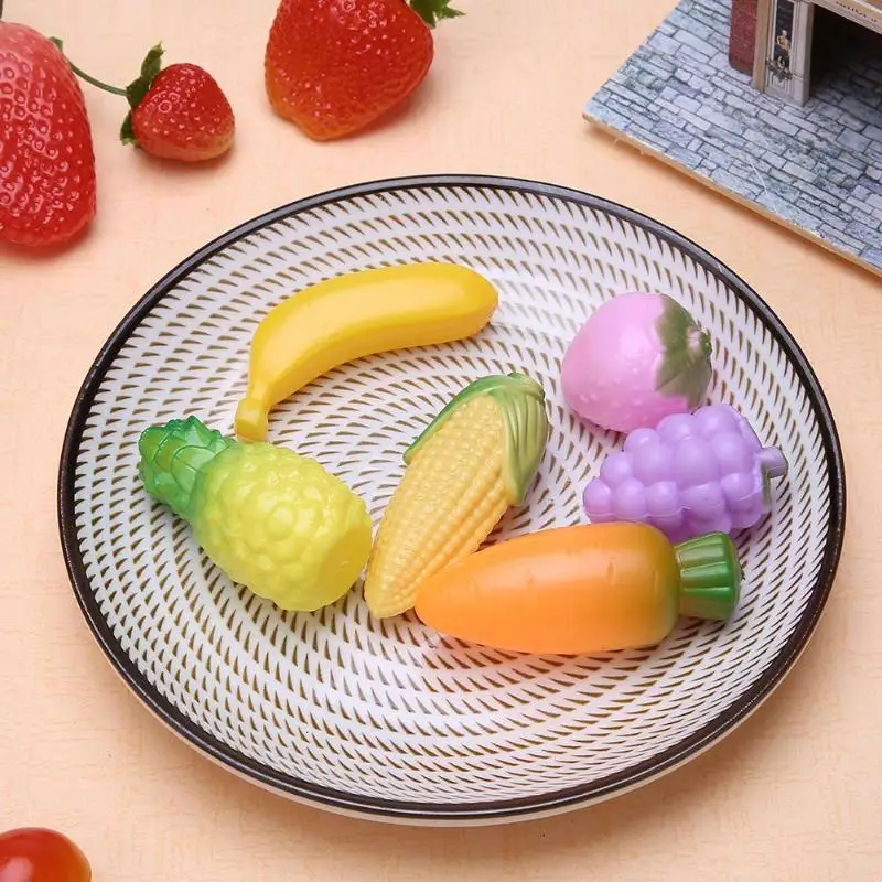 6 шт Детские игрушки для кухни Пластик кукурузы банан игрушечные фрукты