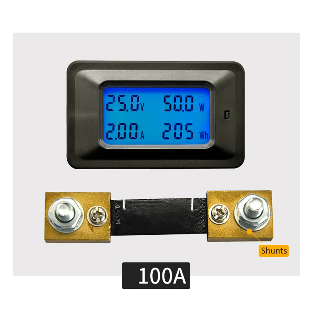 50A 100A ЖК дисплей DC 8 100 В Ток Мощность счетчик энергии тестер 4 IN1 цифровой вольтметр