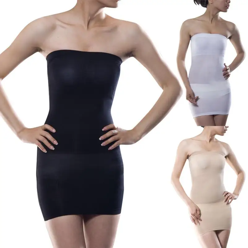 

Women Seamless Overbust Tummy Bodysuit Tube Shapewear Dresses Plus Size M-2XL