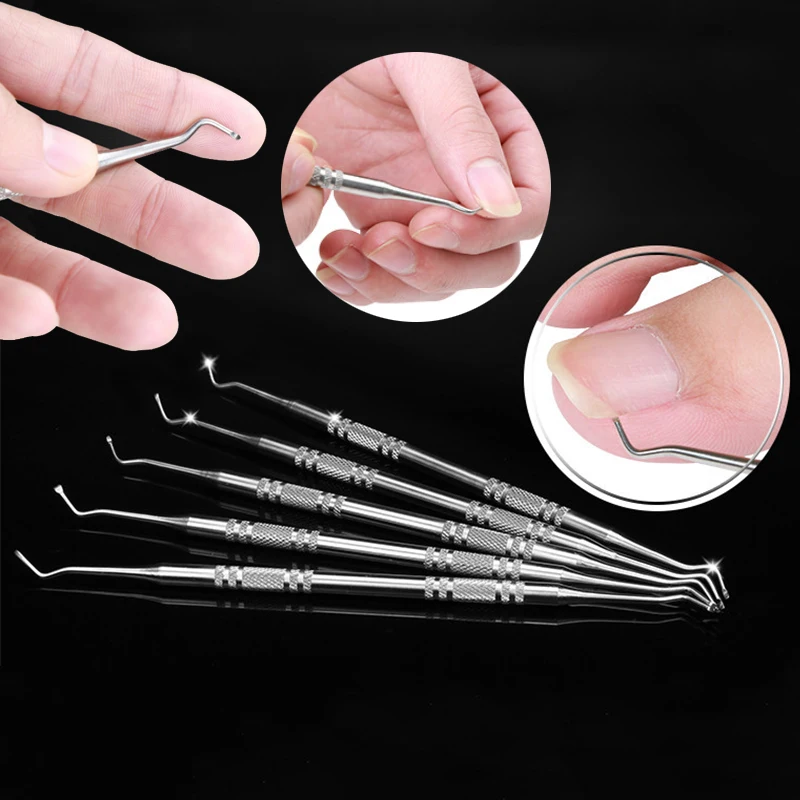 Горячая 1 шт.. Professional Nail Cleaning двухсторонняя головка Ingrown Toe Уход за ногтями на ногах Nail Hook педикюр инструмент