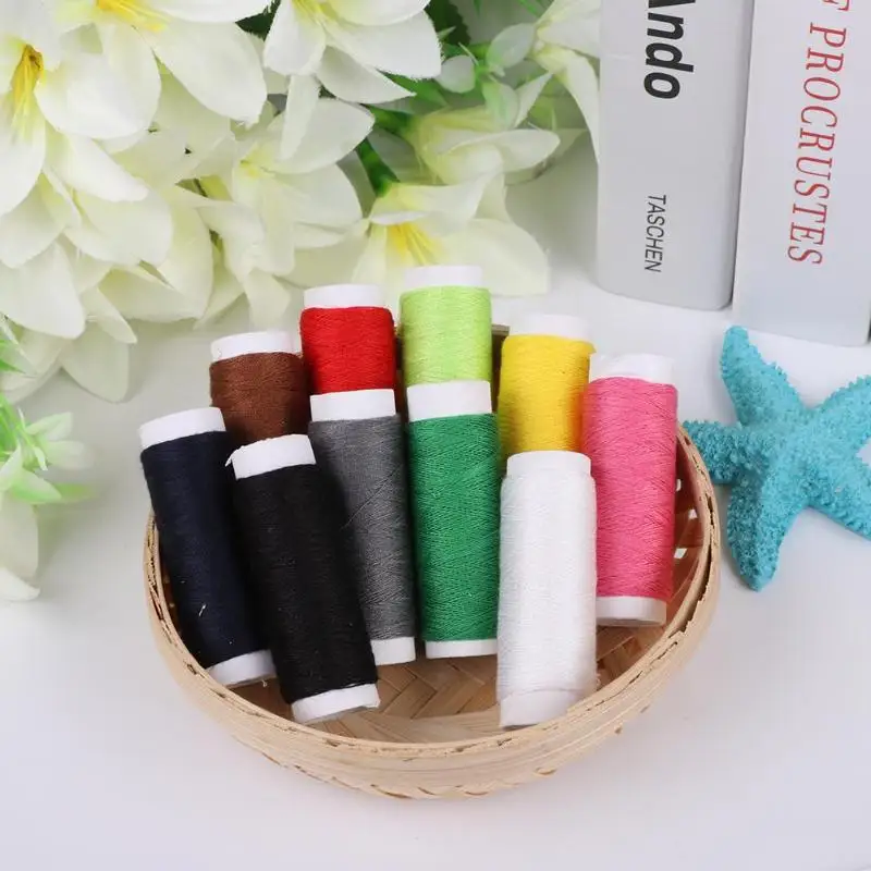 

10pcs/set Polyester Sewing Thread Hand Stitching Sewing Machine Threads 40m Sewing Thread With Needle Box Sewing Accessories