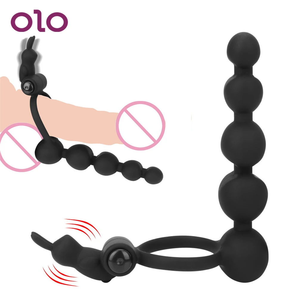 OLO пенис вибрационное кольцо анальный бисер страпон фаллоимитатор Двойное