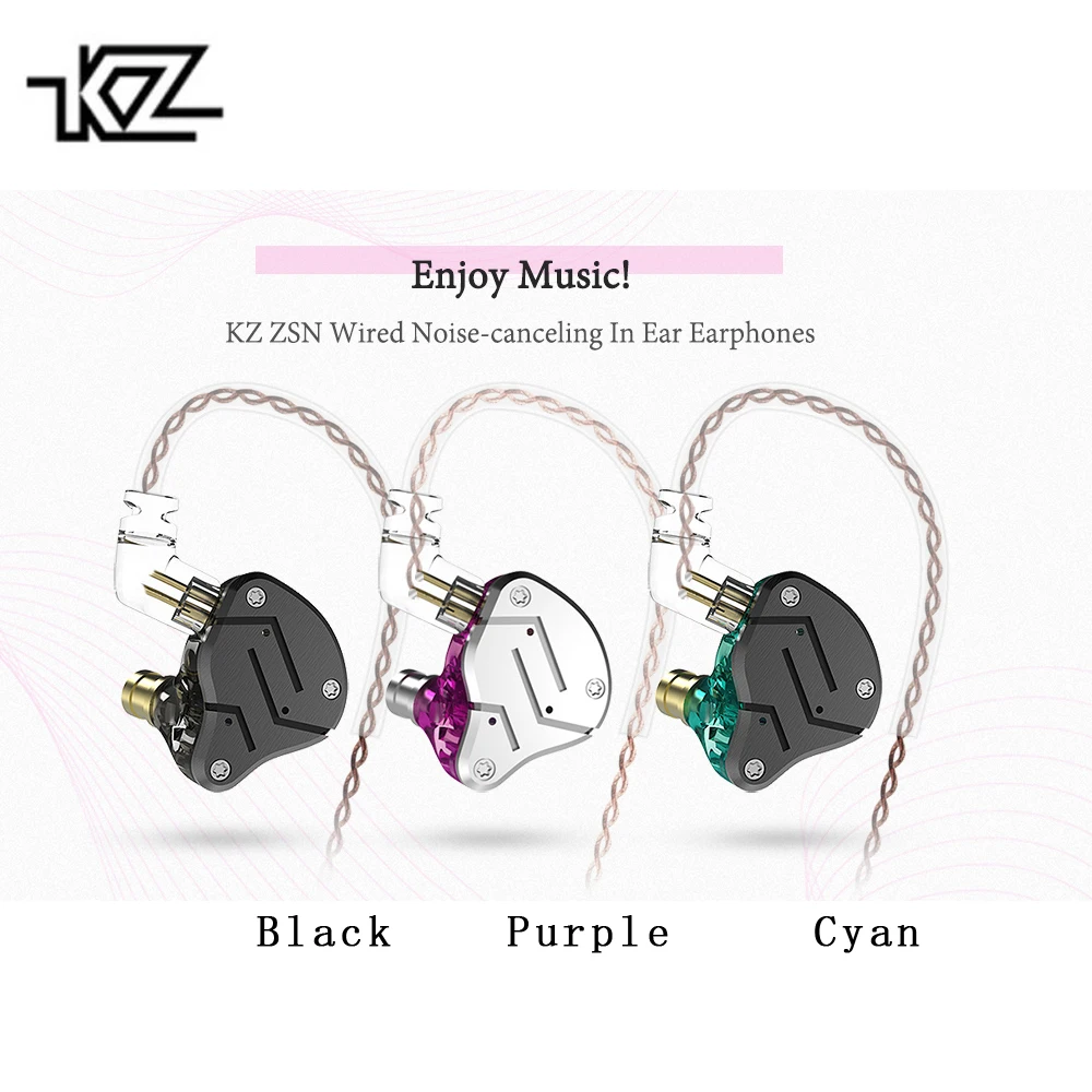 KZ ZSN Проводные шумоподавления в ухо гибридные наушники 1BA + 1DD HIFI бас гарнитура