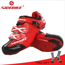 SIDEBIKE Road Racing Scarpa Da Ginnastica Shoes Anti-slip Sapatilhas Ciclismo Sneaker Sport Shoes Bike Bicycle Red Cycling Shoes