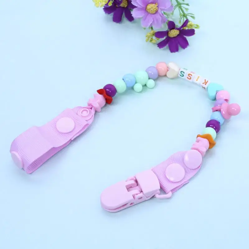 

Newborn Baby Pacifier Clips Nipple Chain Hand Made Letter Beads Dummy Clip Pacifier Infant Kids Soother Nipple Feeding Holder