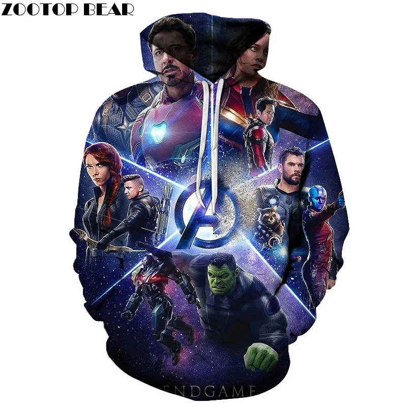 The Avengers Galaxy 3D Print Marvel Men Hoodies Tracksuit Marvel Pullover Avengers Endgame Hoody Coat Brand Dropship ZOOTOP BEAR