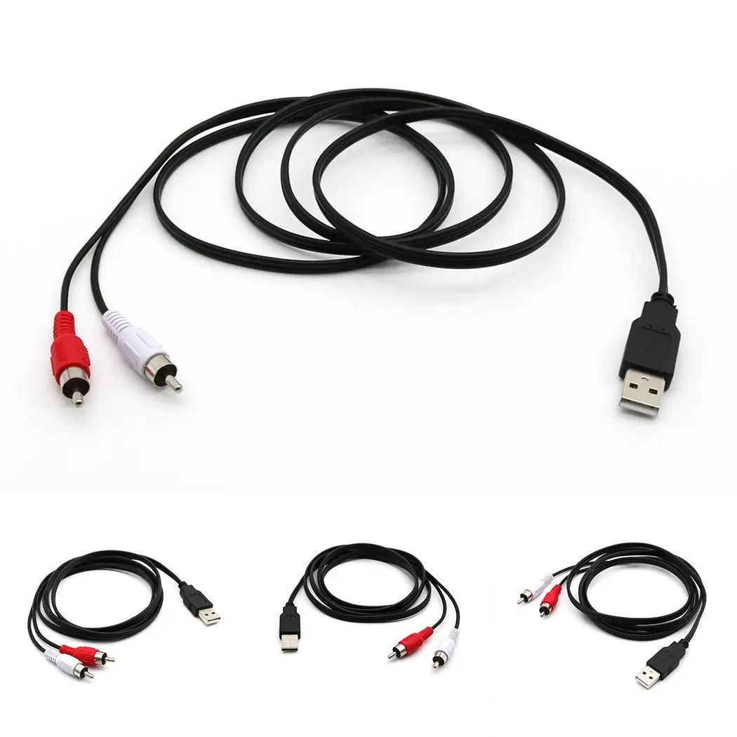USB мужчина к двойной RCA Мужской 2 AV кабель адаптер для телевизора аудио черный 0