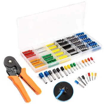 

800 PCS Cord End Ferrules Crimp Wire Connectors Terminals + 1 PC Adjustable Ratchet Terminal Crimping Plier Hand Tools