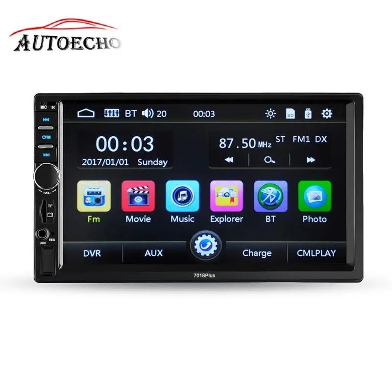 

7018PLUS Universal 2 Din HD Bluetooth Car Radio MP5 Media Player 7" Touch Screen TF FM Auxiliary Input Rear-view HD Camera