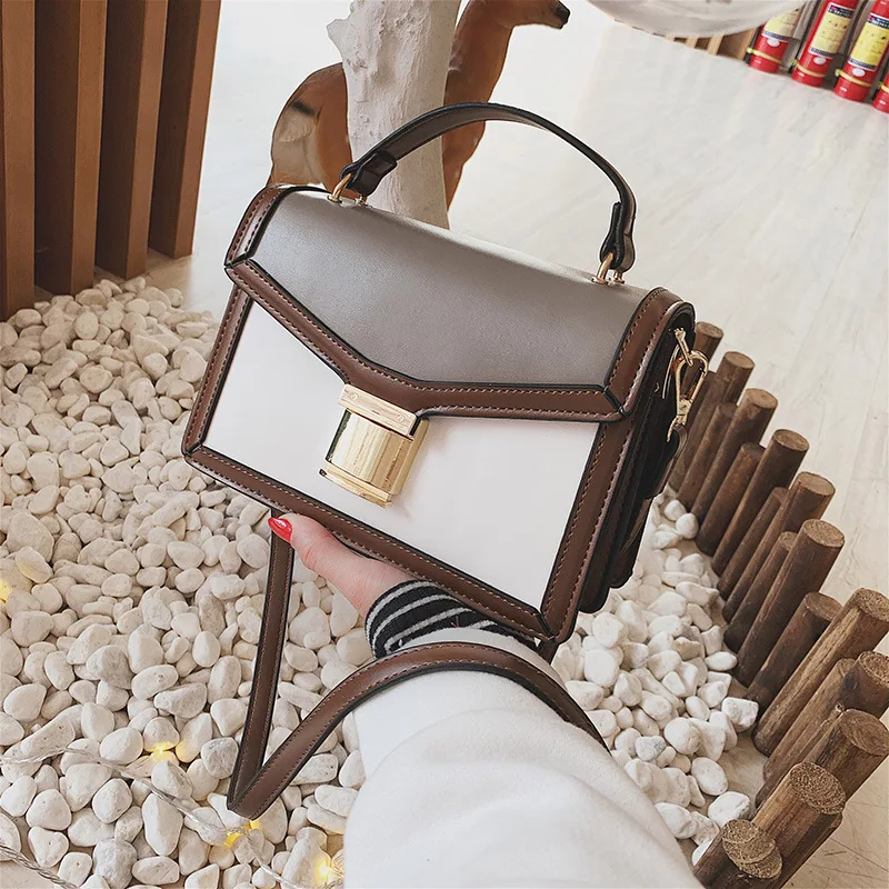 

New European and American style fashionable plug-in lock, hand-held single-shoulder oblique cross-flow women's bag