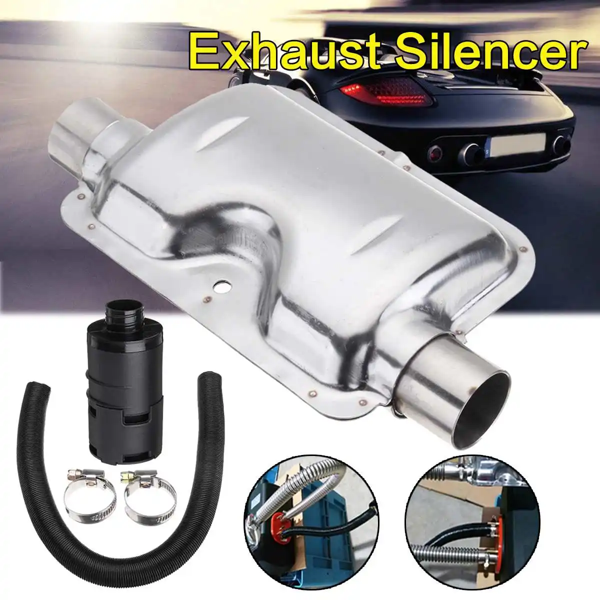 

3pcs/set Car Air Diesels Parking Heater Exhaust Silencer+Filter+Combustion Air Intake Filter Pipe Clamps for Eberspacher