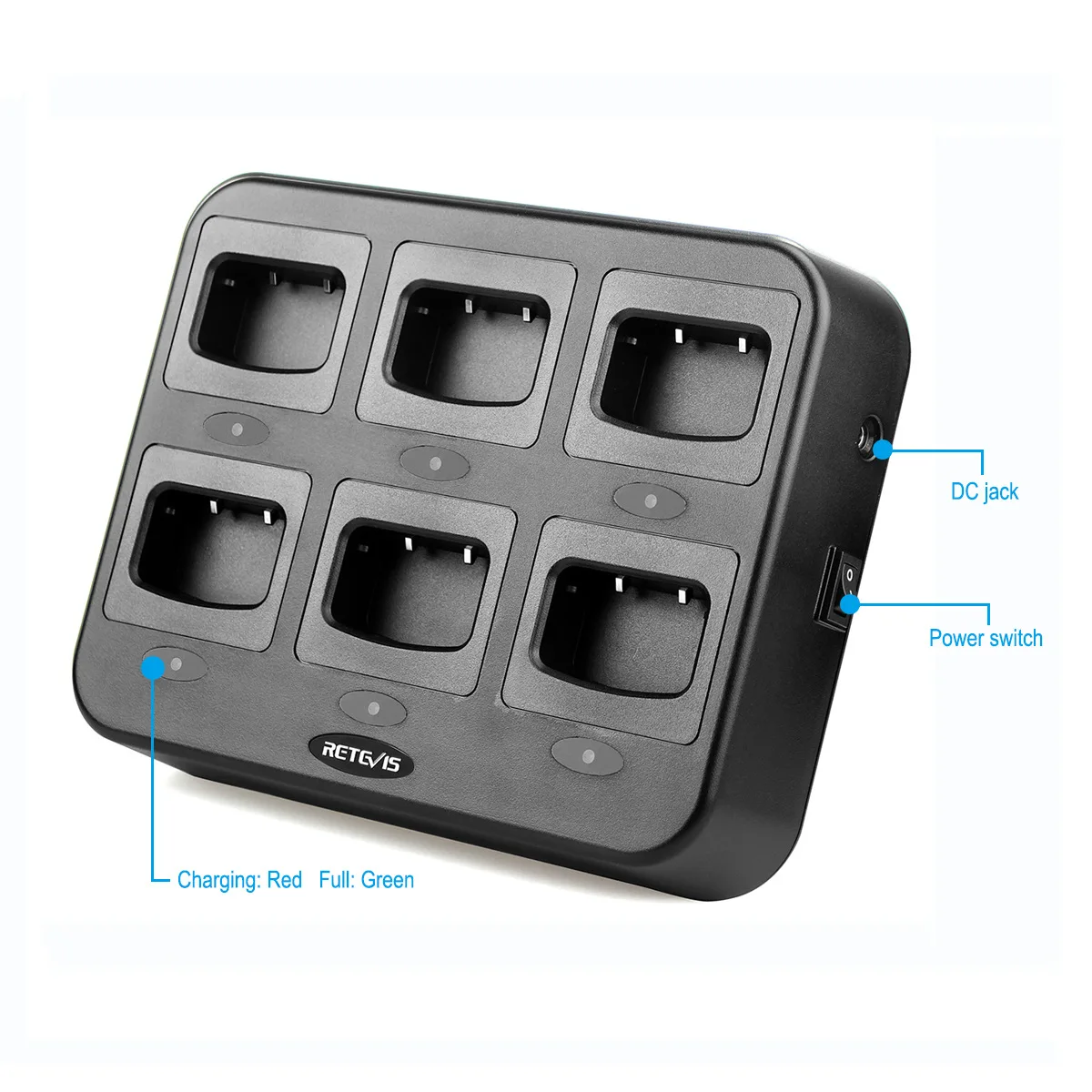 

Retevis RTC22 Six-Way Charger for Retevis RT22 Two Way Radio Walkie Talkie Charger for Hotel/Restaurant/Supermarket/Factory