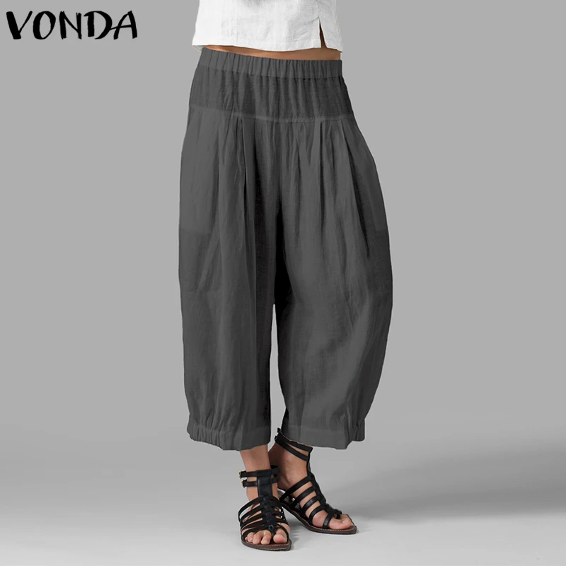 

Autumn Women Wide Leg Pants 2019 Casual High Waist Harem Pants Casual Loose Solid Trousers Plus Size Vintage Bottoms 5XL