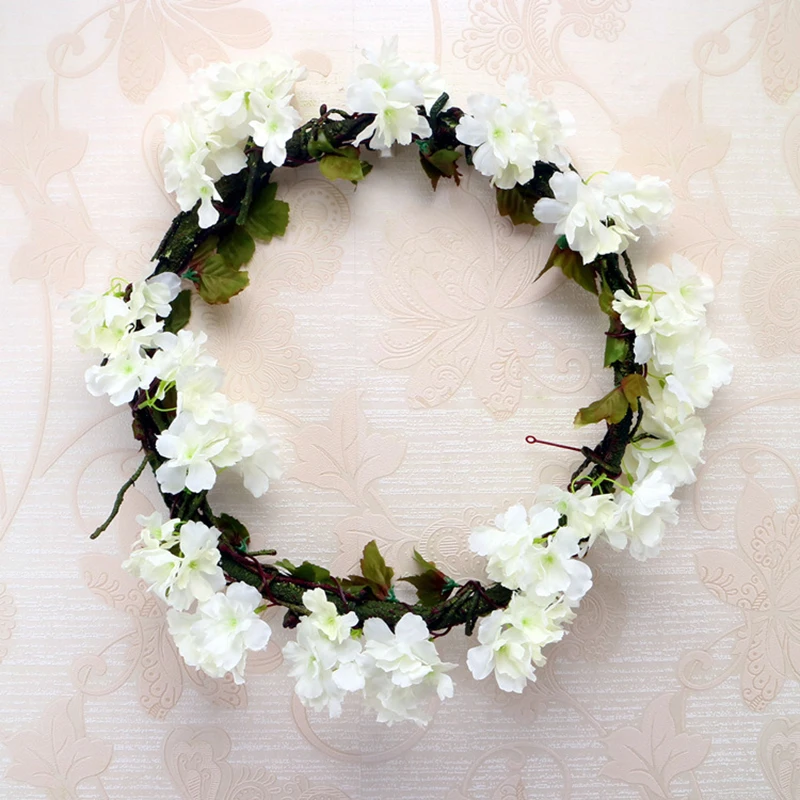 180CM Cherry Rattan Artificial Flowers Silk Home Decor Wall Hanging decorative Garland Wreath Wedding Party | Дом и сад