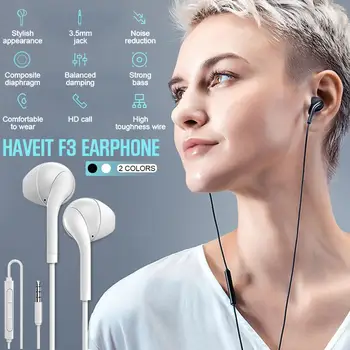 

Havit 3.5mm Wired Earphone In-ear Subwoofer Sweatproof Magnetic Earphones Wired Computer Sports Noise Canceling Headphones