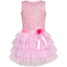 Sunny Fashion платья для девочек платье рябить Юбка Розовый Цветок Вечеринка в честь дня рождения