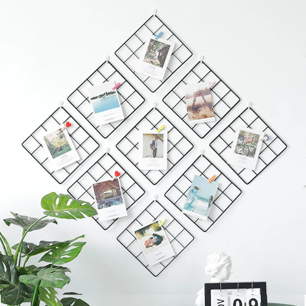 

Grid Photo Wall Simple Style Nordic Metal Crafts Coffee House Wall Decoration Wall Hanging Home Decoration Bedroom Hanging