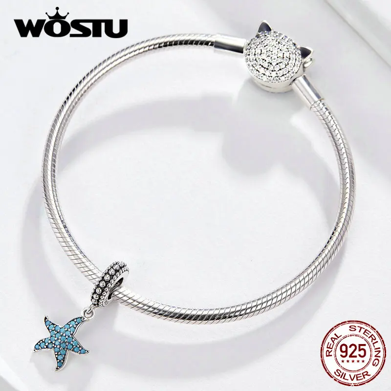 Женская плавающая подвеска WOSTU из стерлингового серебра 925 пробы с синими