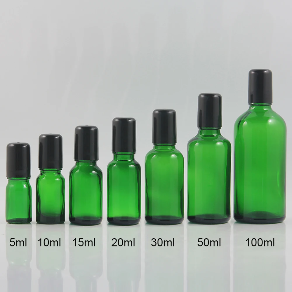 Green Roll On Glass Roller Bottle 30ml for Essential Oils Refillable