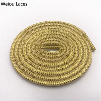 

Weiou Sparkle Wavy Gold Silver Metallic Shoelaces Round Shoe Strings Black White Ropelace Dress Glitter Woman Lady Trainer Laces