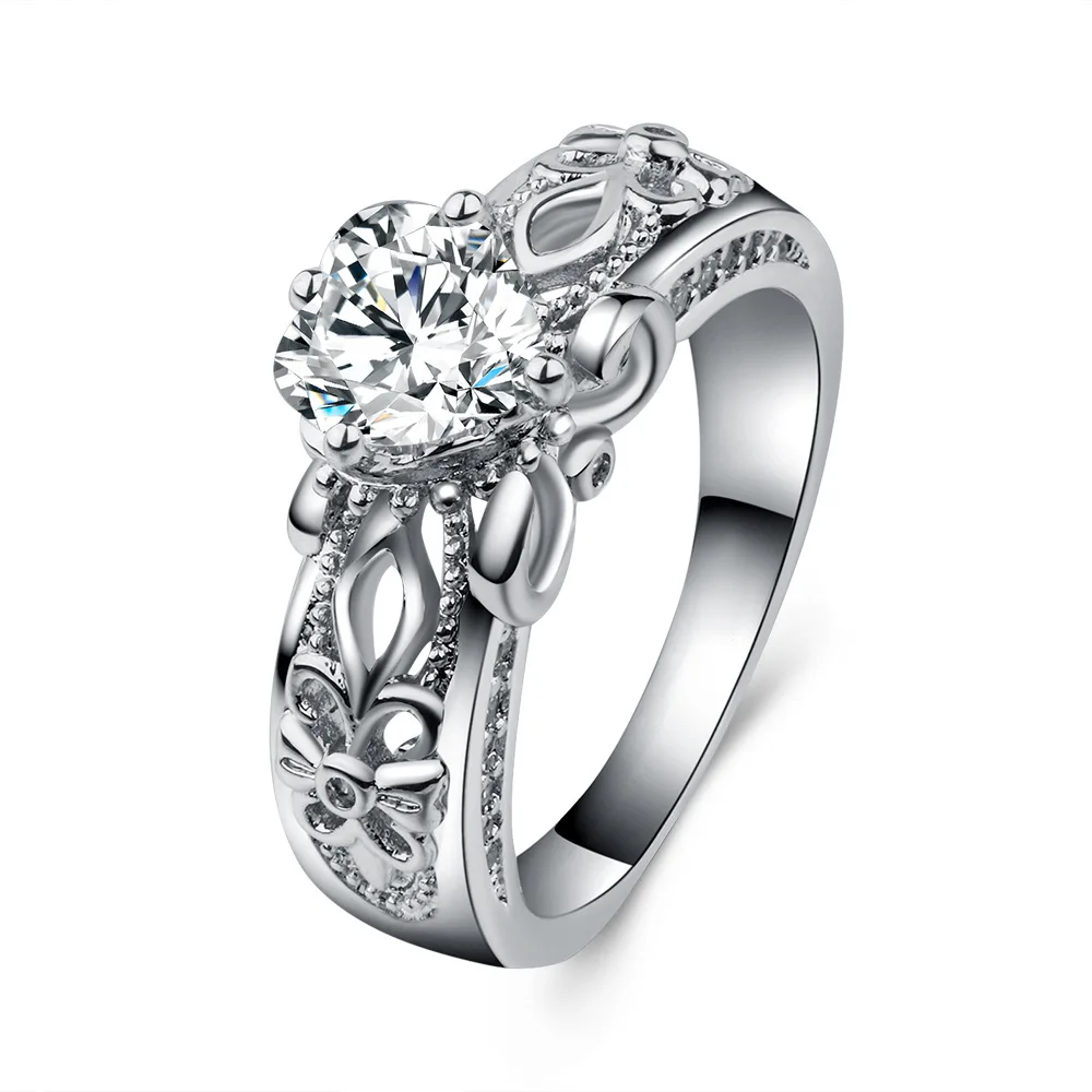 

Female Hreat Shape Ring Luxury Sliver Rings for Women Filled Crystal Zircon Ring Wedding Band Promise Engagement Jewelry Gifts