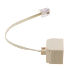 RJ11 Splitter 1 Male To 2 Female Adapter Divider Telephone Phone 6P4C Beige new 100x 4 pin rj11 rj 11 6p4c modular telephone phone crystal plug connector high quality