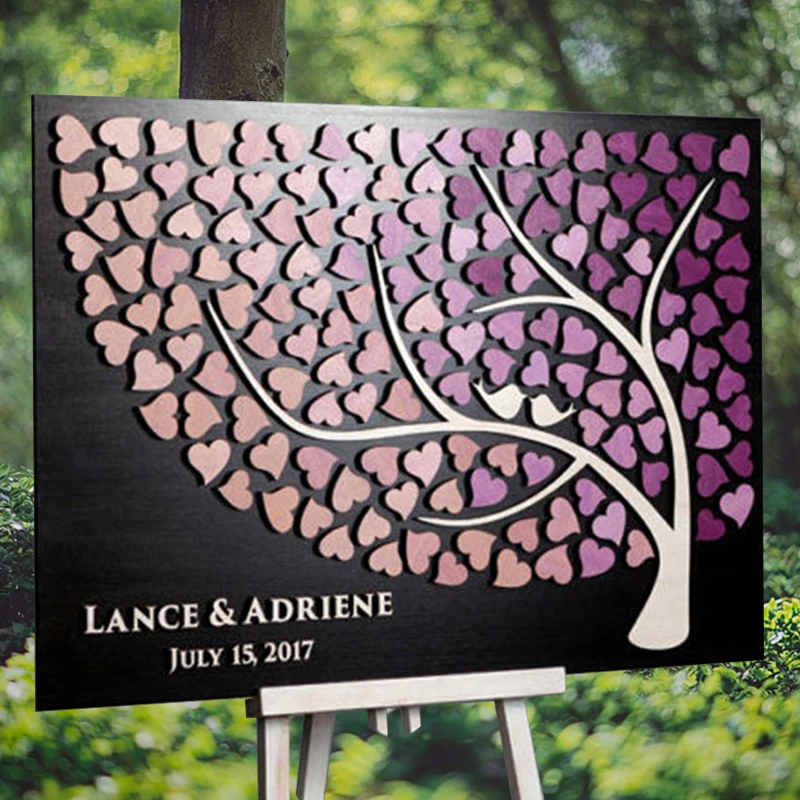 

Personalized Wedding Gifts For Guests, Custom 3D Wedding Guest Book Tree, Unique Guestbooks With 120 Hearts gastenboek bruiloft
