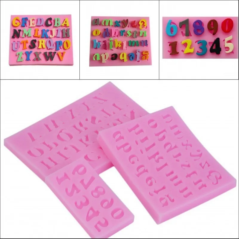 

3 Piece Silicone Mold Baking Letters Number Shape Fondant Molds For Baking DIY Pastry Chocolate Mold Cake Decorating Tools