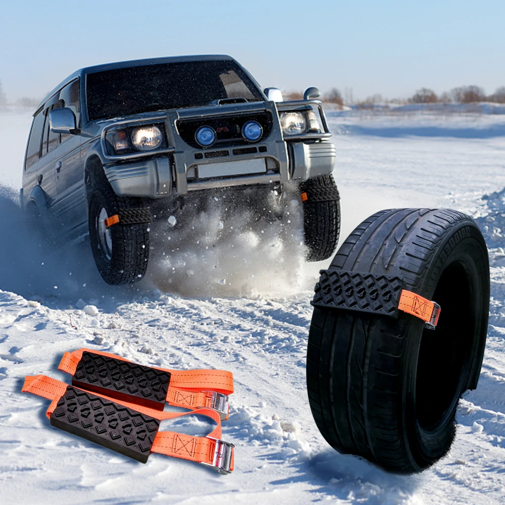 

2PCS Car Snow Chains Anti-Skid Universal Rubber Nylon Snow Mud Chain Saloon Car Tire Emergency Anti Skid Strap
