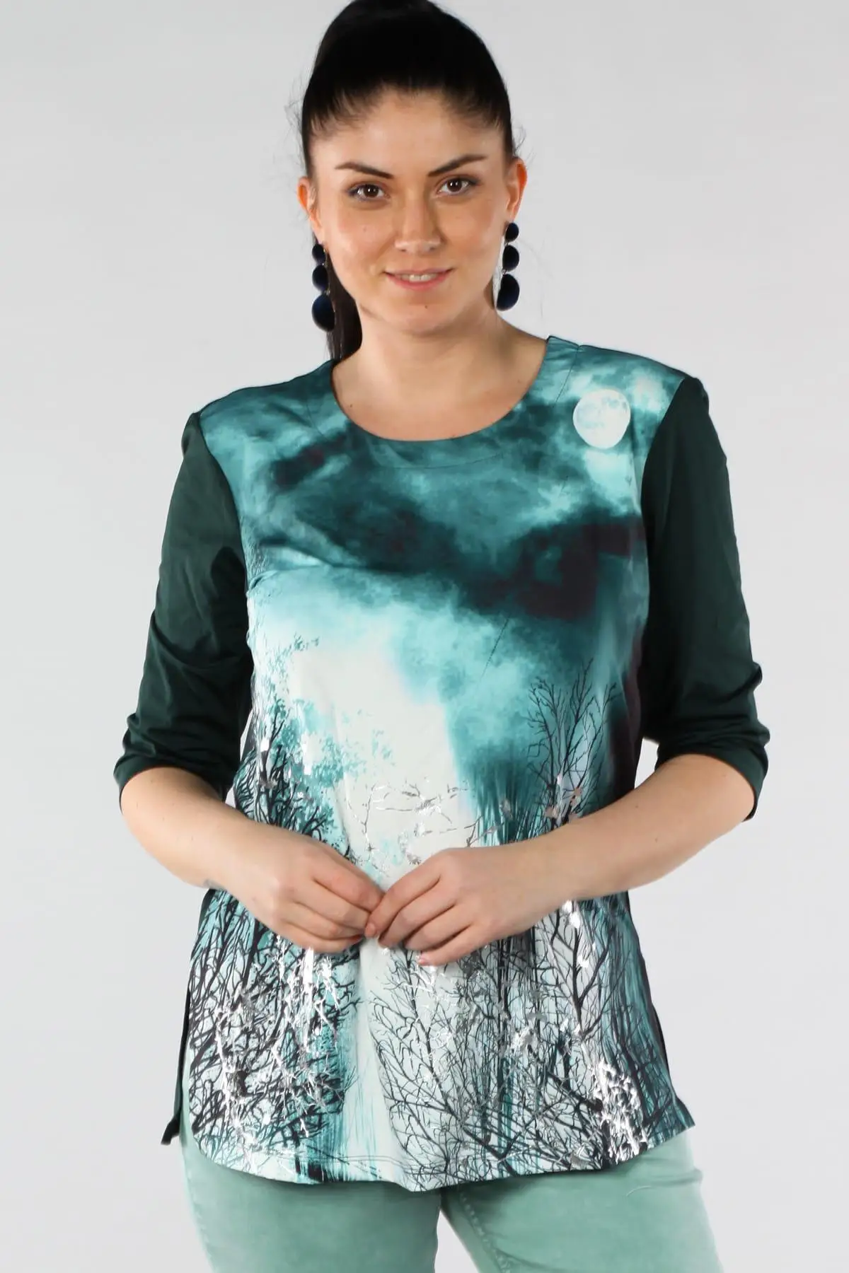 Sans Textile женская зеленая Хромая модель Bluz 65N10087 |