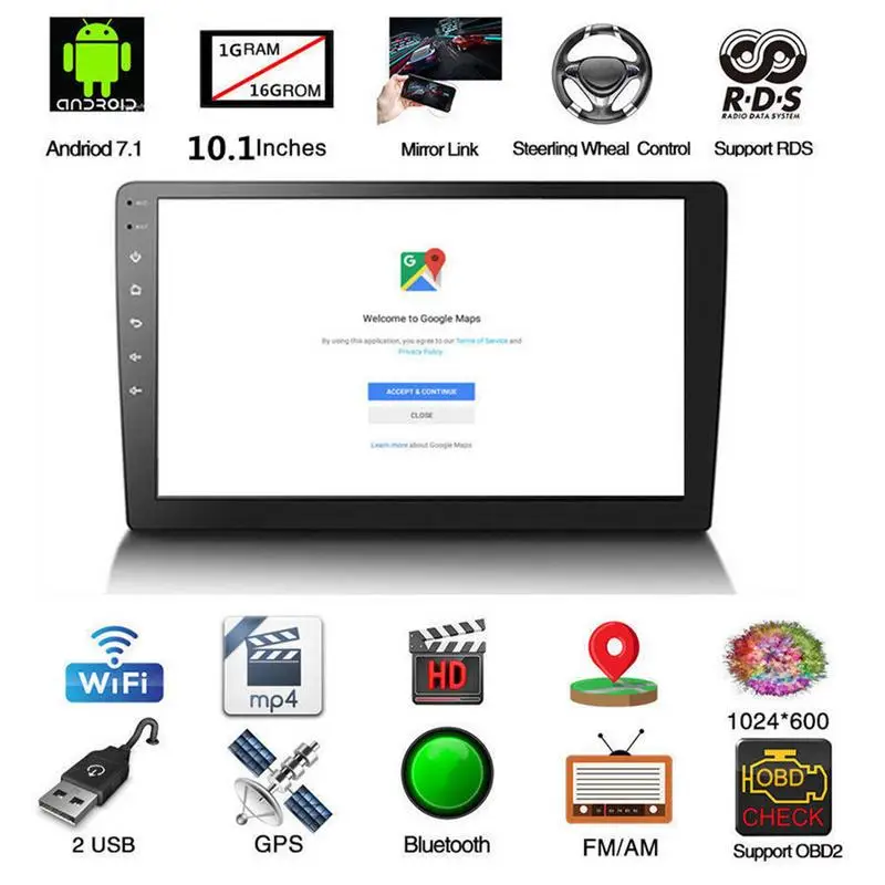 

10.1 Inches 2 Din Car Radio Android 8.1 Stereo Quad Core Car Stereo Radio GPS Car Multimedia player MP5 Auto Movie Mirror Link