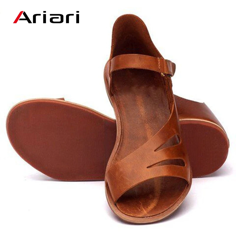 Ariari/ г., женские босоножки летняя Дамская обувь Открытые пляжные сандалии с ремешками на пряжках повседневная обувь на плоской подошве в римском стиле Лидер продаж