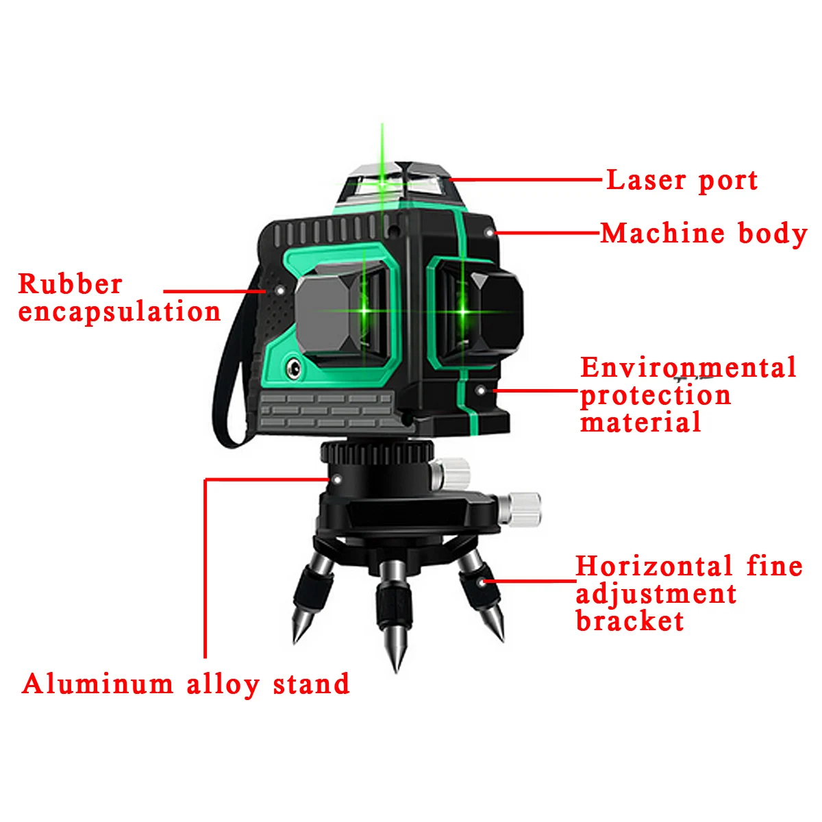 12 Line 360 Horizontal Vertical Cross 3D Green Light Laser Level Self-Leveling Measure Super Powerful Laser Beam w/Tripod Stand