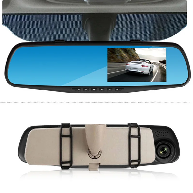 FHD 1080P видеорегистратор Автомобильный видеорегистратор Камера авто 4,3 дюймов зеркало заднего вида цифровой видеорегистратор двойной объектив регистратор видеокамера