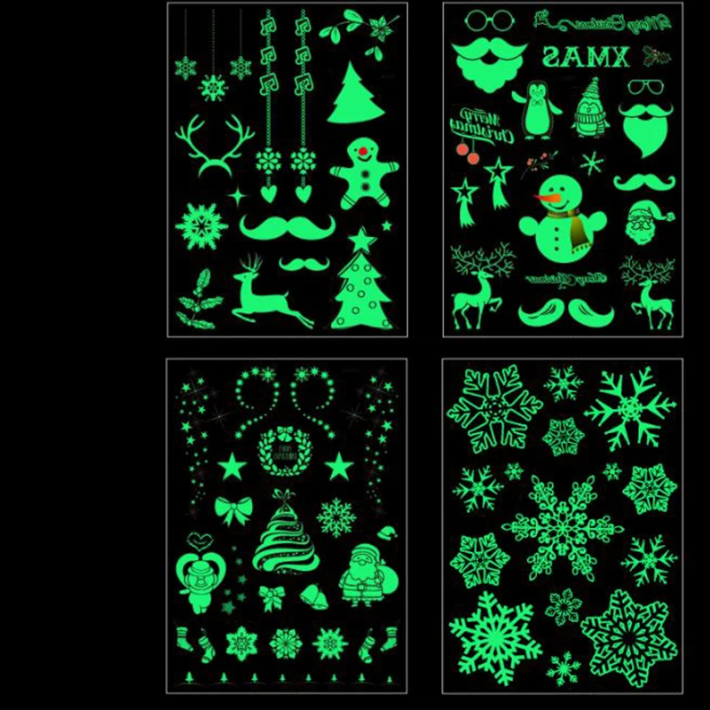 

1 Pc Funny Luminous toy Body Art Tattoo sticker for Christmas Day Paint Temporary Fake Stickers Glowing In The Dark toys