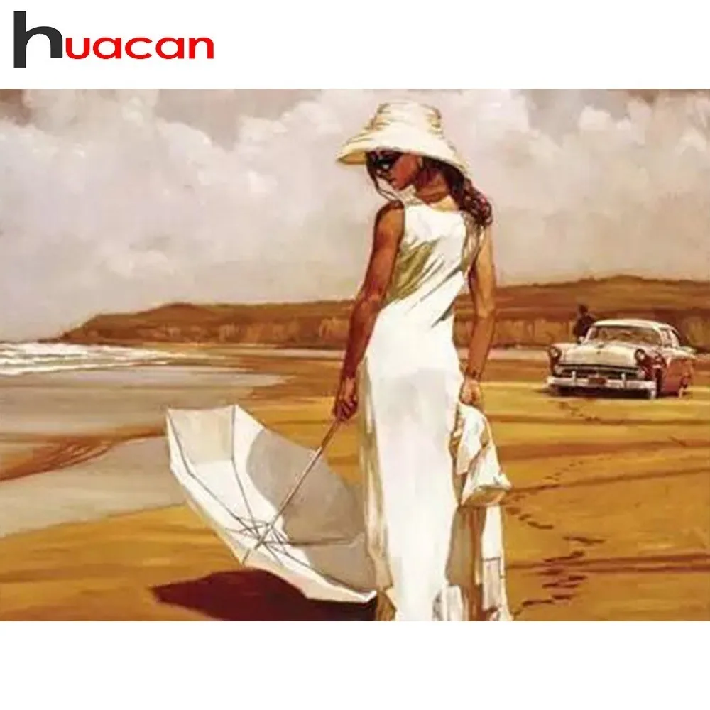 

Huacan Full Drill Square Diamond Mosaic Beauty Paintings From Crystals Diamond Painting Portrait Cross Stitch Diamond Embroidery
