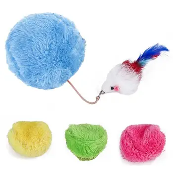 

Pet Plush Electric Ball Toy Feather Mouse Shape Bell Rolling Ball Automatic Cat Teasing Tool Ball Toy