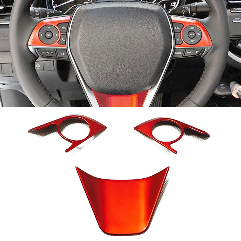 

Red Chrome Steering Wheel Trim Panel Decors For Toyota Corolla Hatchback 2019