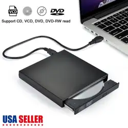 Тонкий внешний USB 3,0 DVD RW CD Писатель Привод горелки ридер плеер для ноутбука ПК Компьютерные кабели