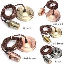 2 м гибкий E27/E26 Ретро Винтаж подвесной светильник держатель Медь подвесной потолочный светильник в виде розы лампа светильник портативное зарядное устройство с присоской 110-240 V