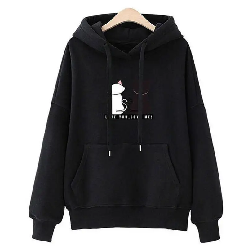  MISSKY Women Thick Sweatershirts Fashion Loose Hooded Pullover Casual Long Sleeve Shirt Sweatshirt 