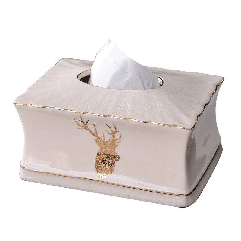 

Elegant Gold Antlers Tissue Box Cover Chic Napkin Case Holder Hotel Home Decor Organizer