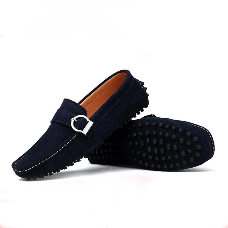 

Spring Summer Breathable Moccasins Male Flats Genuine Leather Casual Boat Walking Driver Footwear 2018 black suede loafers men