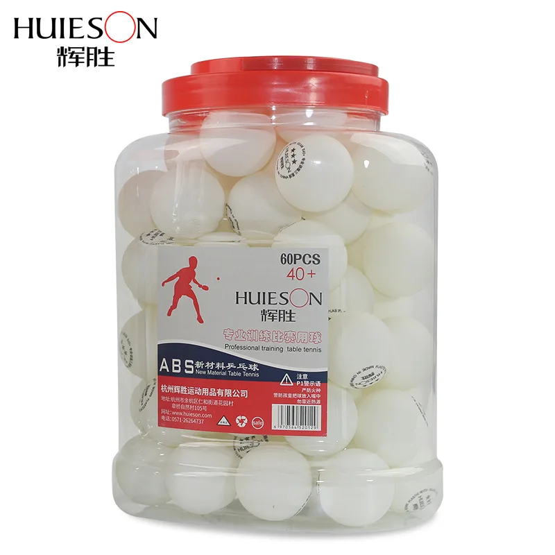 Huieson 60 قطعة/برميل ABS البلاستيك 3 نجمة تنس طاولة كرات 40 مللي متر + 2.7g كرة بينغ بونغ للمنافسة التدريب اللياقة البدنية S40 +